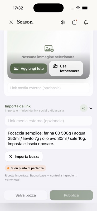 Caption social incollata in Smart Import